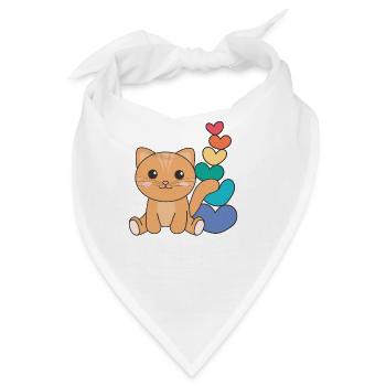 Regenbogen Herzen Pride LGBTQ süße tiere Katze - Bandana - Weiß - Vorne
