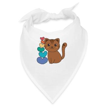 Regenbogen Herzen Pride LGBTQ süße tiere Katze - Bandana - Weiß - Vorne