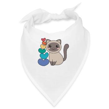 Regenbogen Herzen Pride LGBTQ süße tiere Katze - Bandana - Weiß - Vorne