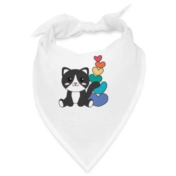 Regenbogen Herzen Pride LGBTQ süße tiere Katze - Bandana - Weiß - Vorne