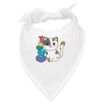 Regenbogen Herzen Pride LGBTQ süße tiere Katze - Bandana - Weiß - Vorne