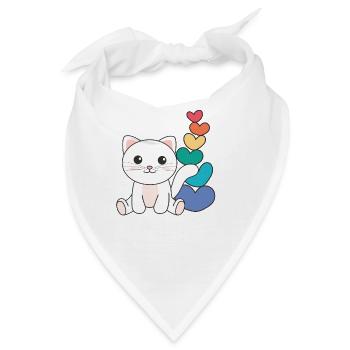 Regenbogen Herzen Pride LGBTQ süße tiere Katze - Bandana - Weiß - Vorne