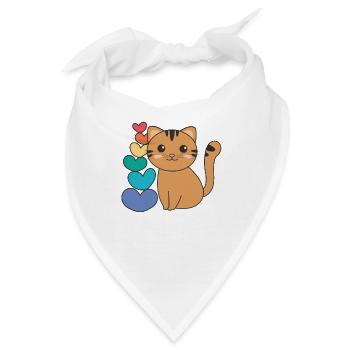 Regenbogen Herzen Pride LGBTQ süße tiere Katze - Bandana - Weiß - Vorne