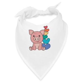 Regenbogen Herzen Pride LGBTQ süße tiere Schwein - Bandana - Weiß - Vorne