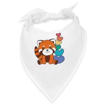 Regenbogen Herzen Pride LGBTQ süßer Roter Panda - Bandana - Weiß - Vorne