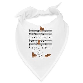 Yorkshire Terrier Hund Musik Noten Geschenk - Bandana - Weiß - Vorne