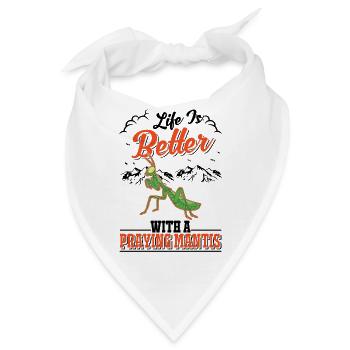 Gottesanbeterin Mantis Fangschrecke - Bandana - Weiß - Vorne
