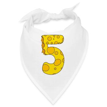 Zahl 5 Ziffer Käse - Bandana - Weiß - Vorne