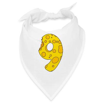 Zahl 9 Ziffer Käse - Bandana - Weiß - Vorne