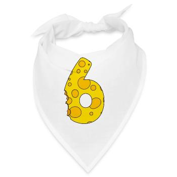 Zahl 6 Ziffer Käse - Bandana - Weiß - Vorne