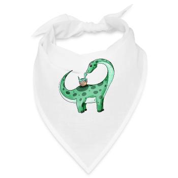 Dinosaurier mit Baby Dinosaurier - Bandana - Weiß - Vorne