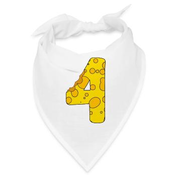 Zahl 4 Ziffer Käse - Bandana - Weiß - Vorne