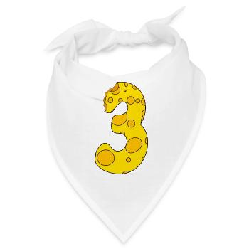Zahl 3 Ziffer Käse - Bandana - Weiß - Vorne