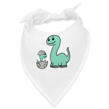 Dinosaurier mit Baby Dinosaurier - Bandana - Weiß - Vorne