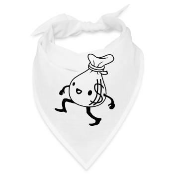 Gehender lebendiger Geldsack Comic - Bandana - Weiß - Vorne