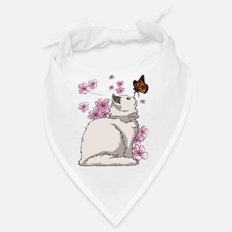Chat japonais en fleurs de cerisier Bandana