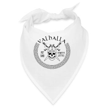 Wikinger Totenkopf mit Axt Wikingerhelm Valhalla - Bandana - Weiß - Vorne