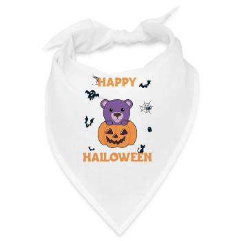 Bär in Kürbis süße Bären Happy Halloween - Bandana - Weiß - Vorne