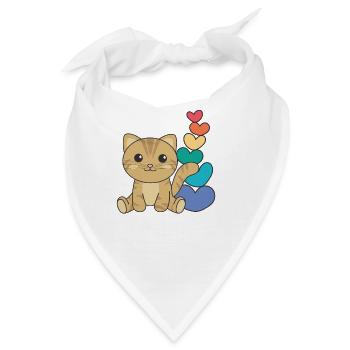 Regenbogen Herzen Pride LGBTQ süße tiere Katze - Bandana - Weiß - Vorne