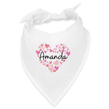 Ich liebe Amanda - Herzen für Amanda - Bandana - Weiß - Vorne
