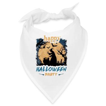 Happy Halloween Party Hexe Fledermaus Grusel Spuk - Bandana - Weiß - Vorne