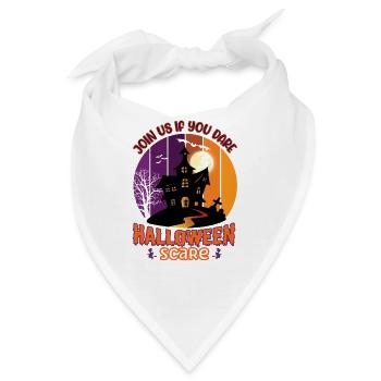 Happy Halloween Party Hexe Fledermaus Grusel Spuk - Bandana - Weiß - Vorne