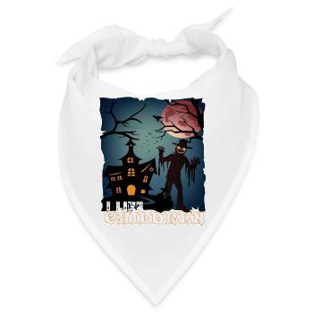 Happy Halloween Grusel Monster Spuk Horror Schreck - Bandana - Weiß - Vorne