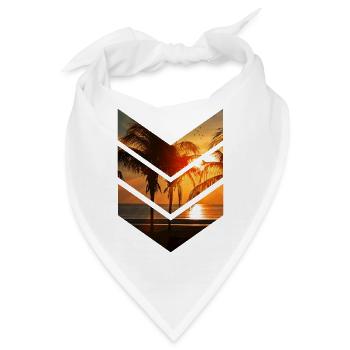 Tropischer Sonnenuntergang im geometrischen Design - Bandana - Weiß - Vorne