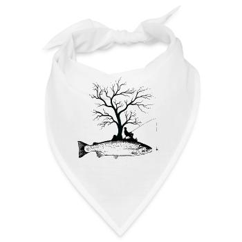 Grafischer Baum - Fischforelle - Bandana - Weiß - Vorne