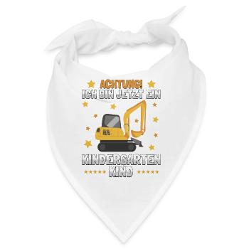 Kindergartenkind mit Bagger für Kita Kinder - Bandana - Weiß - Vorne