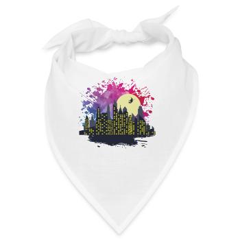Skyline mit Hexe Gebäude Stadt Silhouette - Bandana - Weiß - Vorne