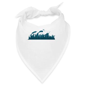 Skyline vor Industrie und Raketen Stadt - Bandana - Weiß - Vorne