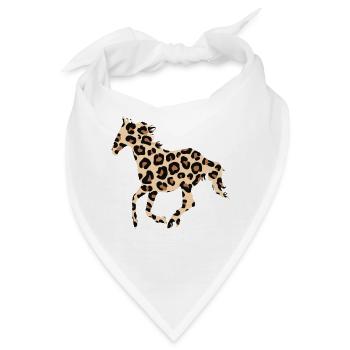 Pferd Leoparden Muster Reiten Reiterin Geschenk - Bandana - Weiß - Vorne