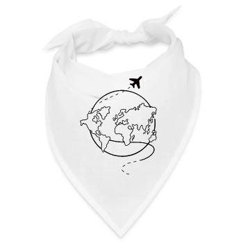 Weltkugel Flugzeug Reise - Bandana - Weiß - Vorne