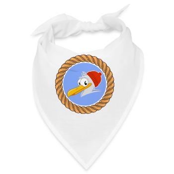 Lustige Möwe mit Tau und Pudelmütze für Seeleute - Bandana - Weiß - Vorne