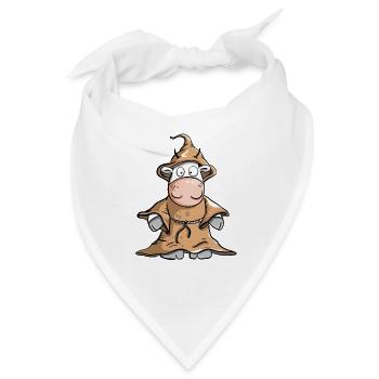 Kuh mit Mönch Kutte I KUHtte Wortspiel - Bandana - Weiß - Vorne