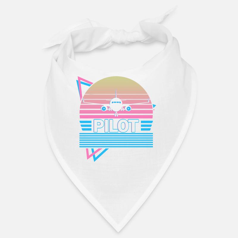 Pilot Airplane Aviator Aviation Retro - Bandana - white