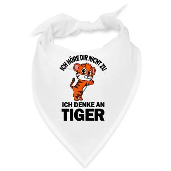 Tiger Spruch lustig - Ich denke an Tiger - Bandana - Weiß - Vorne