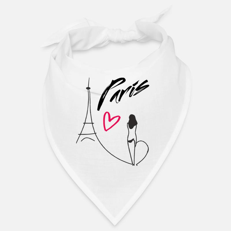 One Line Drawing Woman Eiffel Tower Paris Heart Bandana