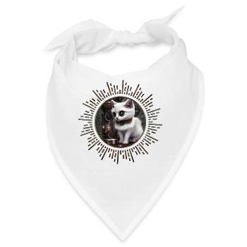 Kleine Steampunk-Katze - Bandana - Weiß - Vorne