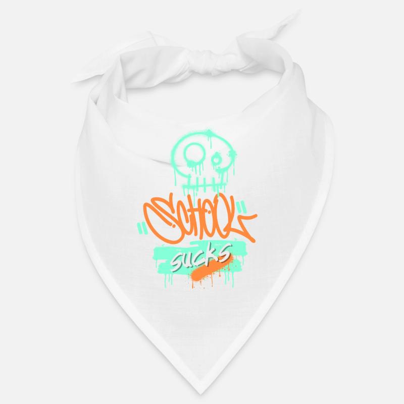 Schule, Schulfrust, lustiger Spruch Graffiti-Stil - Bandana - Weiß