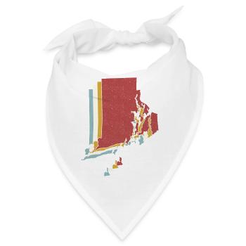 US-Bundesstaat - Vintage Karte Rhode Island - Bandana - Weiß - Vorne