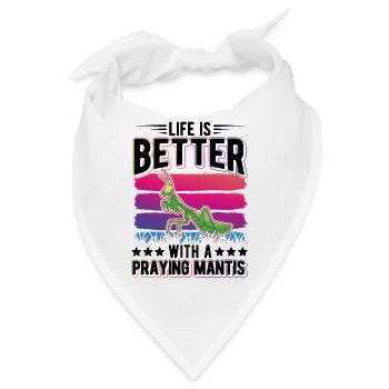 Gottesanbeterin Mantis Fangschrecke - Bandana - Weiß - Vorne