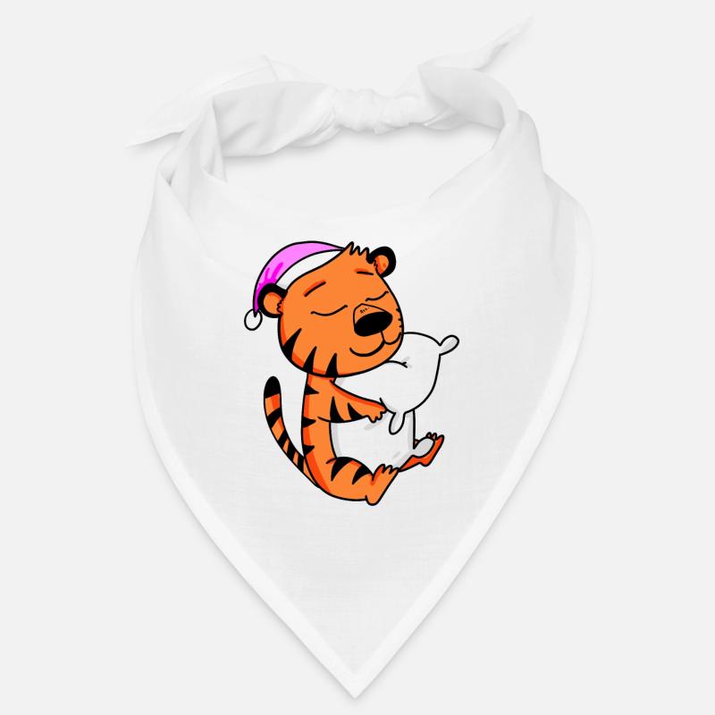 Tiger with pillow and sleeping cap Bandana