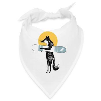 Cooler Fuchs mit Snowboard - Bandana - Weiß - Vorne
