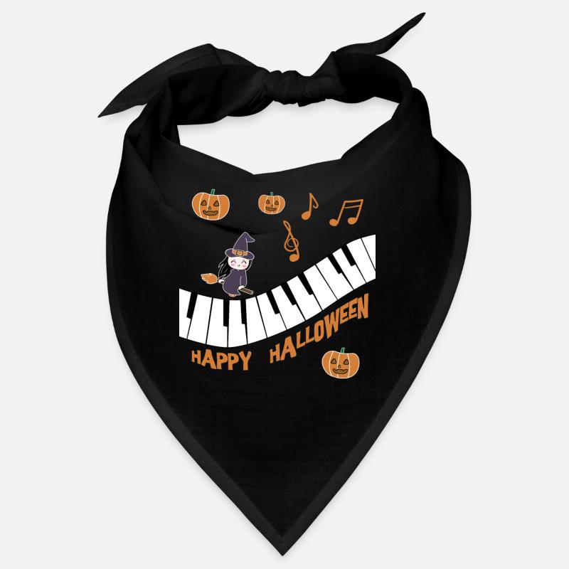 Black Witch with Witch Hat Pumpkin Wishes Happy Ha Bandana