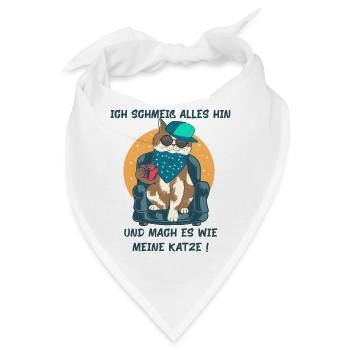 Katze- kein Bock- schlechte Laune - Bandana - Weiß - Vorne