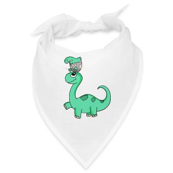 Dinosaurier mit Baby Dinosaurier - Bandana - Weiß - Vorne
