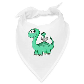 Dinosaurier mit Baby Dinosaurier - Bandana - Weiß - Vorne