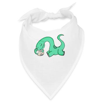 Dinosaurier mit Baby Dinosaurier - Bandana - Weiß - Vorne